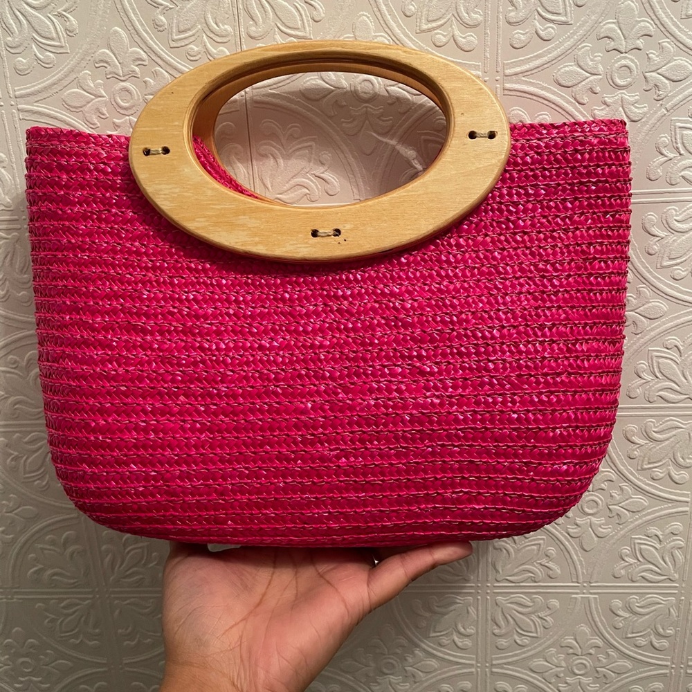 Pink Wicker Clutch